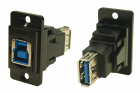 Złącze USB B to A Montaż na panelu Żeńskie do żeńskiego 3.0 2-portowe