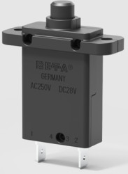Circuit breaker, thermal, 1 pole, 15 A, 28 V (DC), 250 V (AC), faston plug 6.3 x 0.8 mm, mounting flange, IP40, 2-5000-P10-H-15A