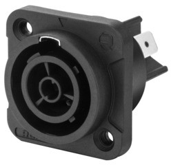 Panel socket, 3 pole, chassis mounting, solder connection, black, RRAC3F-X-000-1