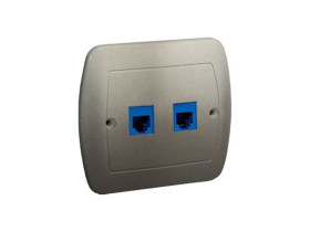 AKORD Gniazdo telefoniczne podwójne RJ12 satyna metalik AT2/29 KONTAKT SIMON