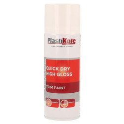 PlastiKote 440.0071007.076 Trade QuickDry Trim SprayPaint High Gloss White 400ml