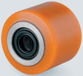 Kółko do wózka, Poliuretan, Żółty, obc.: 800kg, śred.: 85mm, szer.: 75mm