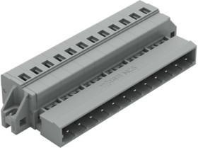 Pin header, 12 pole, pitch 5 mm, angled, gray, 231-612/019-000