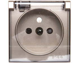 Simon 54 Pokrywa gniazda do wersji IP44 z przesłonami z klapką transparentną złoty mat DGZ1BUZP/44A