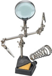 Trzecia ręka z lupą i stojakiem na lutownicę