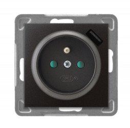 IMPRESJA Gniazdo pojedyncze z uziemieniem z przesłonami torów prądowych z ładowarką USB antracyt GP-1YZPUSB/m/50