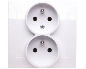 KIER Gniazdo podwójne z/u z niezamiennością faz białe GP-2WC/00
