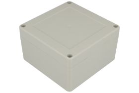 Obudowa; uniwersalna; ZP105.105.60JH TM; ABS; 105mm; 105mm; 60mm; IP65; jasnoszary; hermetyczna; z tulejkami mosiężnymi; Kradex;