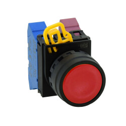 IDEC YW1B-A1E01R 22mm Maintained Pushbutton Black bezel Red button