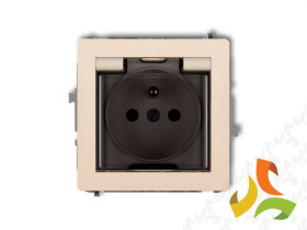 DECO Gniazdo hermetyczne z uziemieniem (klapka dymna przesłony torów prądowych) beżowy 1DGPB-1zdp KARLIK
