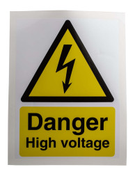 Etykieta bezpieczeństwa Czarny/biały/żółty opis Niebezpieczeństwo elektryczne tekst Danger High Voltage