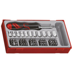 Teng TTMDRT64 Angled Ratcheting Bit Driver &amp; Socket Set, 64 Piece