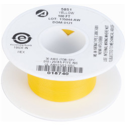 Alpha Wire 5851 YL005 Yellow 30AWG 7/38 TYPE E Hu Wire Teflon (100 ft)