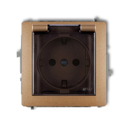 DECO Gniazdo bryzgoszczelne z/u SCHUKO (klapka dymna) złoty metalik 8DGPB-1sdp
