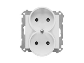 SIMON 55 Gniazdo podwójne bez uziemienia z przesłonami szybkozłącza jasnoszary mat TG2MCZ.01/114 KONTAKT SIMON