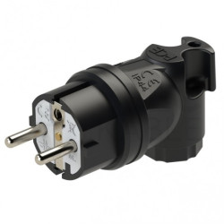 Wtyczka prądowa kątowa gumowa [2P+Z] Uni-Schuko 230V 10/16A czarna IP44 TAURUS PCE na kabel guma-poliamid