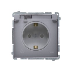 Gniazdo wtyczkowe Simon Basic Schuko IP44 srebrny mat