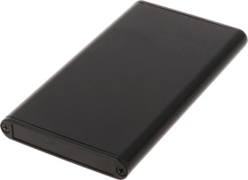 Aluminum enclosure, (L x W x H) 120 x 70 x 12 mm, black (RAL 9005), IP54, 1455A1202BK