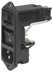 Combination element plug C14, 3 pole, screw mounting, plug-in connection, black, KD14.4132.151