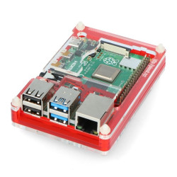 Pibow Coupé 4 – Czerwona - Obudowa do Raspberry Pi 4B - Pimoroni PIM464