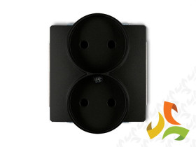 DECO Gniazdo podwójne bez uziemienia do ramki (przesłony torów prądowych) czarny mat 12DGPR-2p KARLIK