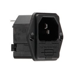 Bulgin PF0001/63 Mains Socket Panel Mount Fused Flange 250V AC 10A 6.3mm