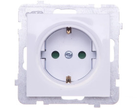 AS Gniazdo pojedyncze z/u Schuko z przesłonami białe GP-1GSP/m/00