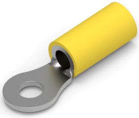 Insulated ring cable lug, 2.6-6.6 mm², AWG 12 to 10, 4.34 mm, M4, yellow, 34853