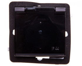 SONATA Gniazdo bryzgoszczelne z/u IP44 klapka przezroczysta czarny metalik GPH-1RZ/m/33/d