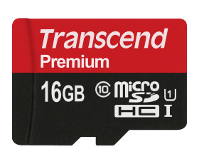 Karta Micro SD MicroSDHC, 16 GB Nie, Transcend Premium -25 → +85°C 400x