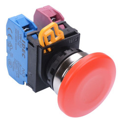 YW4B-A4E11R Red 22mm Metal Bezel Mushroom Maintained Push Button Switch 1NO-1NC IP65 IDEC