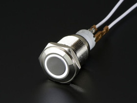 Adafruit Rugged Metal On/Off Switch with White LED Ring