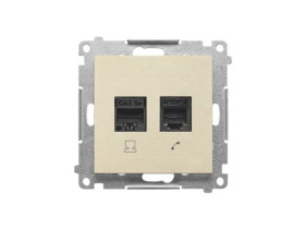 SIMON 55 Gniazdo teleinformatyczne RJ45 kat. 5e + telefoniczne RJ12 szampański mat T5F.01/144 KONTAKT SIMON