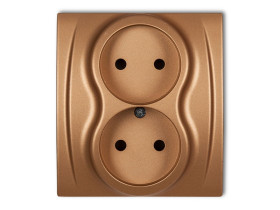 LOGO Gniazdo podwójne bez uziemienia (przesłony torów prądowych) złoty metalik 8LGP-2p KARLIK