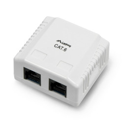 Gniazdko natynkowe 2x RJ45 Lanberg - białe - kat.6