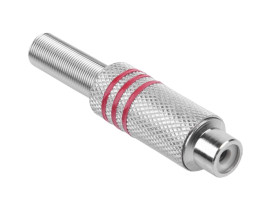 Gniazdo RCA srebrne 3 paski na kabel czerwone