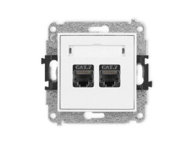 MINI Mechanizm gniazda komputerowego podwójnego 2xRJ45, kat. 7, ekranowane, 8-stykowy biały mat 25MGK-10 KARLIK