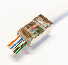 RJ45 wtyk telefoniczny ekranowany przelotowy 8p8c zaciskany na drut FTP, kategoria 6e