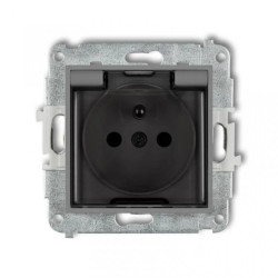 ICON Mechanizm gniazda bryzgoszczelnego z uziemieniem 2P+Z (klapka dymna, przesłony torów prądowych) szary mat 27IGPB-1zdp