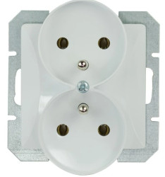 Opal Gniazdo wtyczkowe podwójne 2x2P+Z z zabezpieczeniem przeciwprzepięciowym kolor biały moduł GPT-6Z Op moduł BI