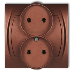 LOGO Gniazdo podwójne 2x(2P) brĄzowy metalik 9LGPR-2