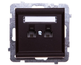 SONATA Gniazdo telefoniczne podwójne RJ11 równoległe czekoladowy metalik GPT-2RR/m/40