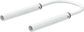 Safety measuring lead with (4 mm lamella plug, straight) to (4 mm lamella plug, straight), 0.5 m, white, PVC, 2.5 mm², CAT II, 6