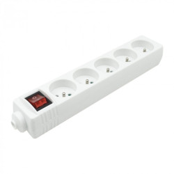 Gniazdo przedłużacza 5GN ZU z wyłącznikiem białe CB-85580