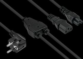 SK0135-S020 Y-mains cable, earthing contact plug type E+F, socket C13 and C5