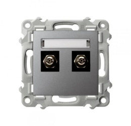 SZAFIR Gniazdo ekwipotencjalne podwójne szary mat GPE-2Z/m/70