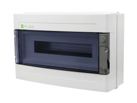 Rozdzielnica hermetyczna natynkowa 18 modułowa 1x18M drzwi transparentne IP65 EP-LUX+ PV RN 1500V DC 1000V AC PE+N 1955-01 ELEKT