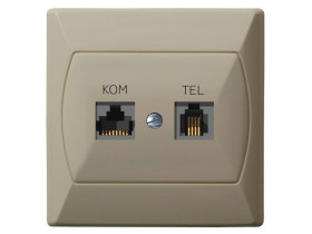 AKCENT Gniazdo komputerowo-telefoniczne RJ 45 kat. 5e (8-stykowe) + RJ 11 (6-stykowe) beżowy GPKT-A/K/01 OSPEL