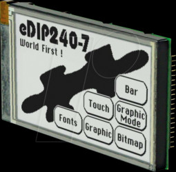 EA EDIP240J7LWT LCD display, 240x128 pixels, bw-ws positive, touch