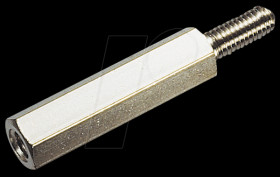 Spacers, metal, hexagon, M4, 18 mm